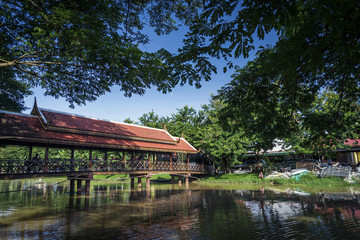 Fototapeta premium river in central siem reap old town area in cambodia