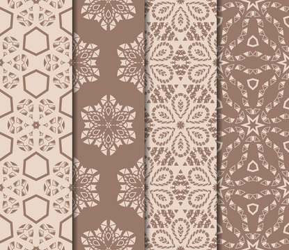 set of beautiful seamless pattern with transformed geometric shape. abstract vector illustration. design for prnt, paper, scrapbooking