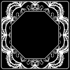 art deco frame with floral ornament for fabric design. vector illustration.