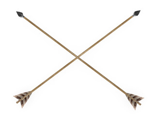 crossed medieval arrows 3d rendering