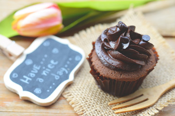cupcakes on the wood table 