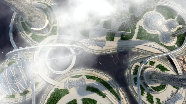 concept future city skyline. Futuristic business vision concept.