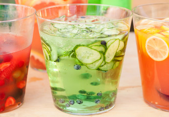 Refreshing cucumber punch close-up