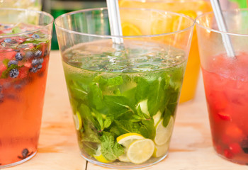 Refreshing lemon punch close-up