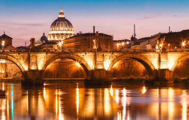 Fototapeta na wymiar Sunset view of the Vatican with Saint Peter's Basilica,Rome, Italy.