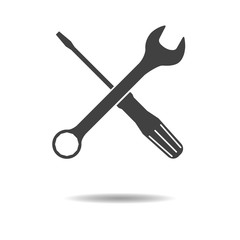 Tools icon - simple flat design of wrench and screwdriver isolated on white background, vector
