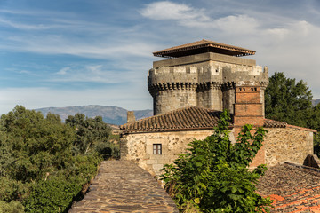 Ancient castle located In the medieval walls of Granadilla. Extremadura. Spain.
