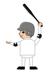 Obraz premium Cartoon Baseball Player Character - Vector Pose