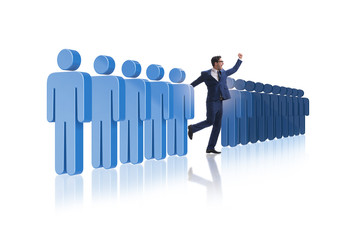 Standing out from crowd concept with businessman