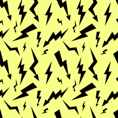 seamless high voltage pattern on yellow background. lightning Flat design Vector Illustration