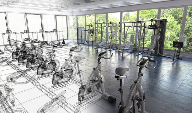 Centro Fitness, Palestra, Sport, illustrazione 3d