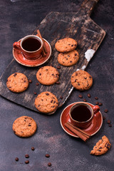 Coffee cup with chocolate cookie