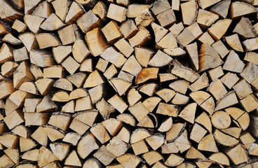 Background, texture - wooden blocks close-up. Sawn timber, wooden, logs