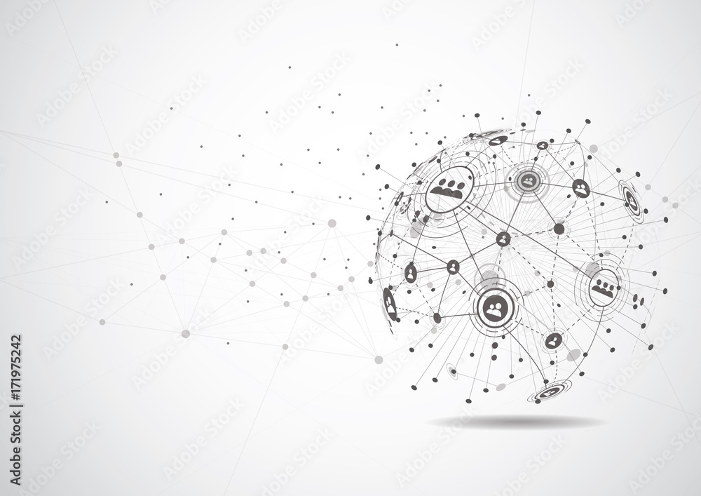 Wall mural global network connection. world map point and line composition concept of global business. vector i