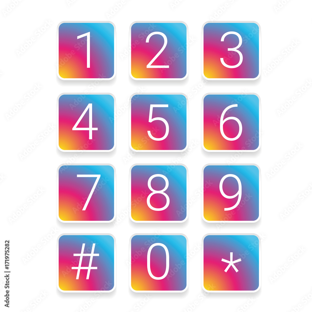 Poster number set vector set square