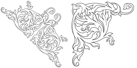 Baroque vector set of vintage elements for design. Decorative design element filigree calligraphy vector. You can use for wedding decoration of greeting card and laser cutting.
