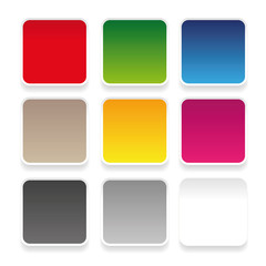 Empty square sticker button set