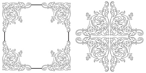 Baroque vector set of vintage elements for design. Decorative design element filigree calligraphy vector. You can use for wedding decoration of greeting card and laser cutting.
