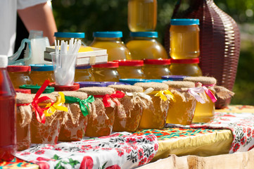 Fototapeta premium honey in the banks at the honey festival