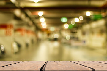 Desk on front with blurred background abstract, copy space