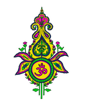 Symbol lord shiva om.color. isolated on the white for textile print