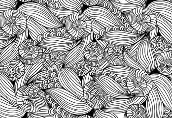 Black and white abstract pattern for coloring.Hand- drawing doodles. Art therapy coloring page.