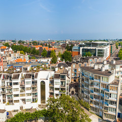 Panorama of residential areas in Amsterdam. Aerial view. Holland, Netherlands.