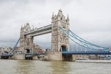 Fototapeta na wymiar LONDON - AUGUST 21, 2017: Tower Bridge in London, the UK. View from River Thames