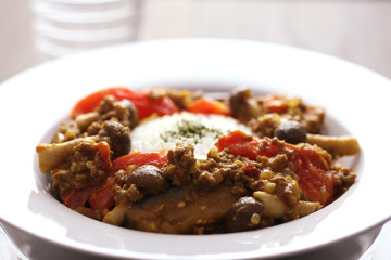 ナスとトマトのキーマカレー