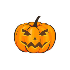 Halloween is isolated with a terrible pumpkin in a cartoon style on a white background. Vector Illustration on Halloween Celebration for your projects
