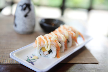 Shrimp maki sushi roll