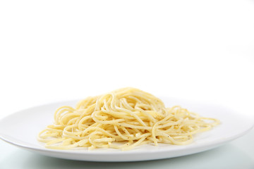 Spaghetti noodles isolated in white background