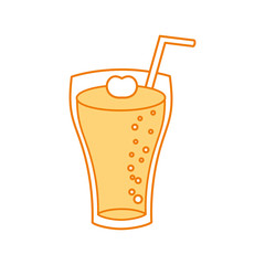 glass of lemonade with drinking straw vector illustration