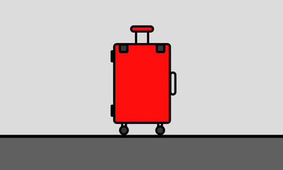 Suitcase Carry Bag for Travel (Vector Illustration in Line Art Flat Style Design)