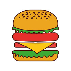 burger fast food tasty delicious snack lunch vector illustration