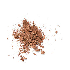 Crushed face powder isolated on white background