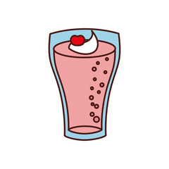 milkshake with cream in glass strawberry drink vector illustration