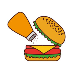 burger fast food tasty delicious snack lunch vector illustration
