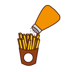 french fries and salt fast food tasty fresh vector illustration