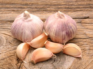 Garlic on the wooden background