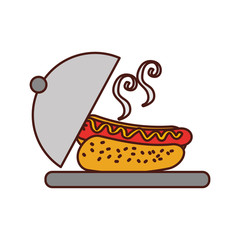 fast food hot dog sausage dish dinner vector illustration