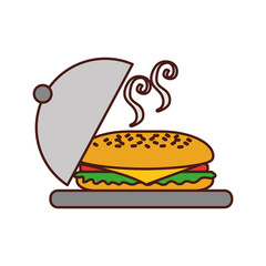 fast food sandwich plate menu restaurant lunch vector illustration