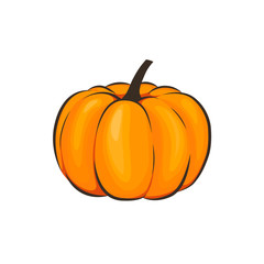 Pumpkin isolated illustration symbol icon in a cartoon style on a white background. Vector illustration on Autumn and Celebration for Thanksgiving for your projects.