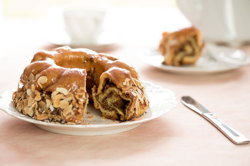 Honey cake with almonds