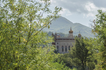 Naklejka premium Rocchetta Mattei castle in Riola, Grizzana Morandi - Bologna province Emilia Romagna, Italy