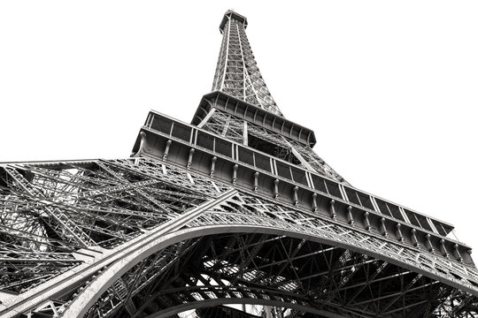 Fototapeta Black and white image of the Eiffel Tower in Paris