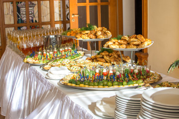 Delicacies and snacks at a buffet or Banquet. Catering. Selective focus