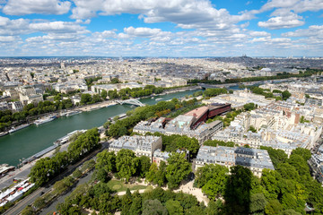 Fototapeta na wymiar Aerial view of central Paris and the river Seine