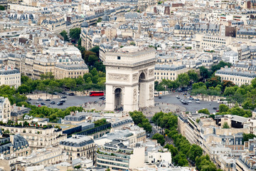 Fototapeta na wymiar The Arc de Triomphe and the Place Charles de Gaulle in Paris