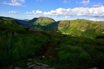 Naklejka premium Sunlight over the Angletarn Pikes